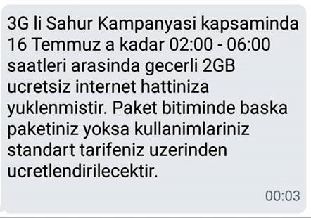 Turkcell sahur paketinde olumlu cevap