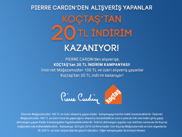 Pierre Cardin, Koçtaş 20 TL İndirim Kampanyası