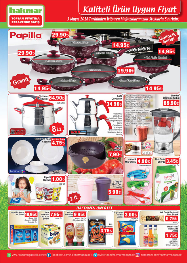 Hakmar 3 Mayıs 2018 indirim katalogları